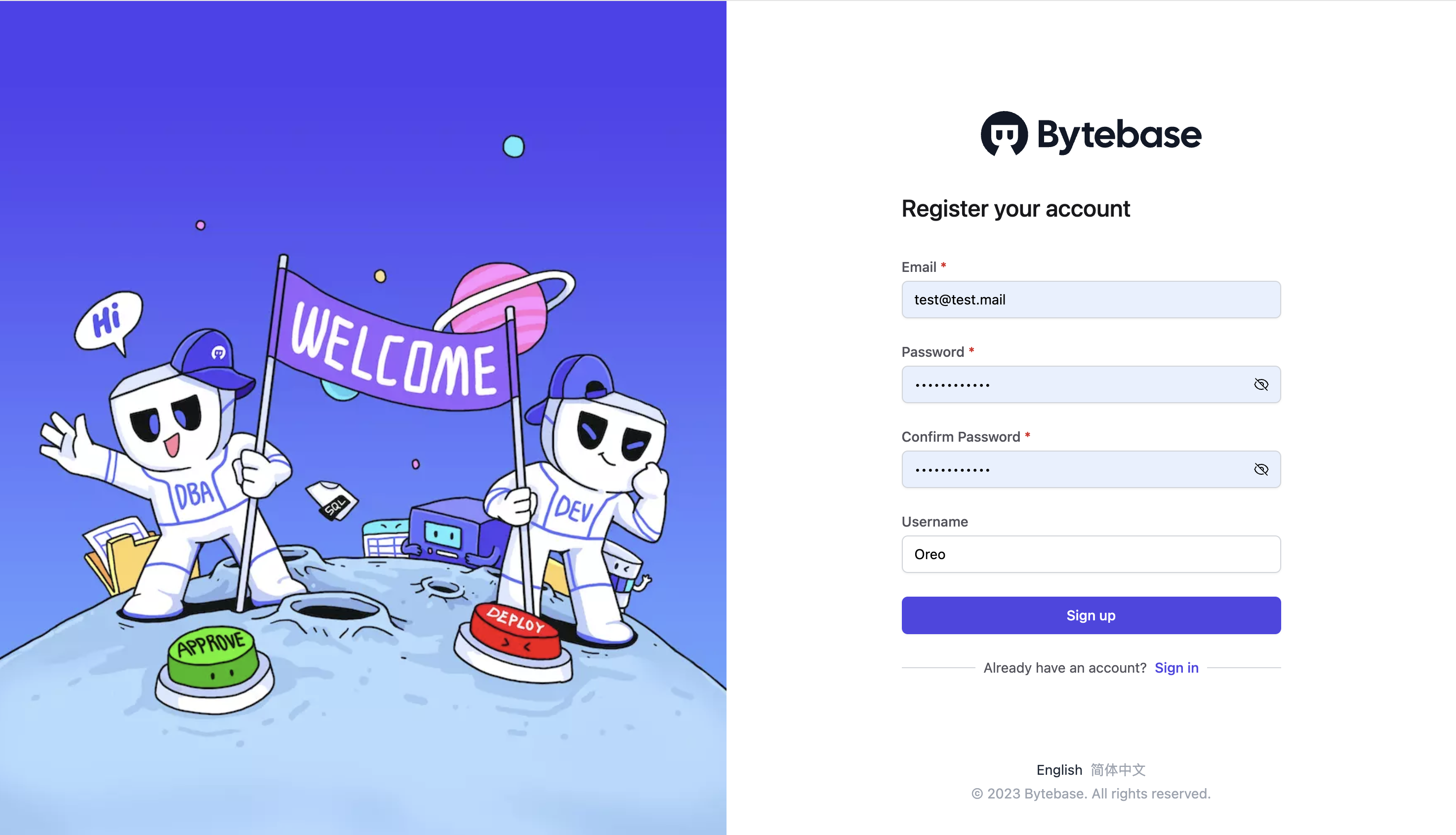 Register Bytebase account